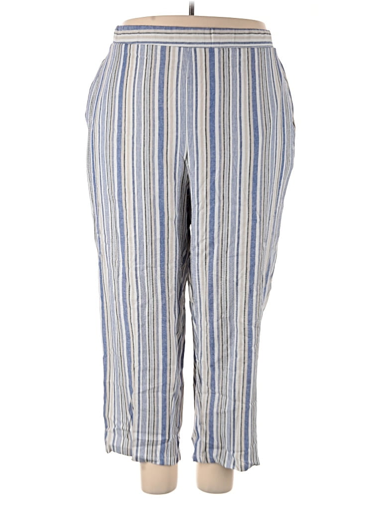 Pre-owned Woman Within Linen Pants In Blue