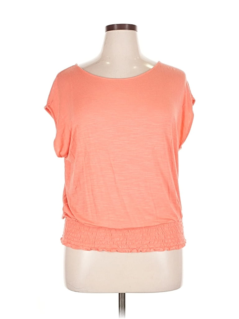 Pre-owned Ann Taylor Loft Outlet Short Sleeve Top Orange Scoop Neck Tops