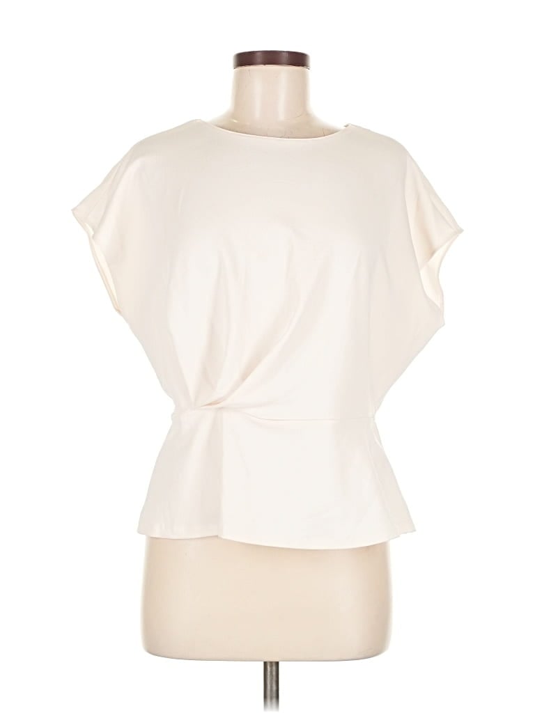Pre-owned Melloday Short Sleeve Top Ivory Cowl Neck Tops In White