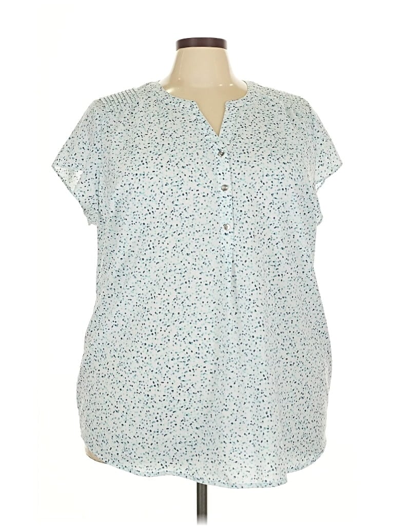 Pre-owned Croft & Barrow Short Sleeve Blouse In Blue