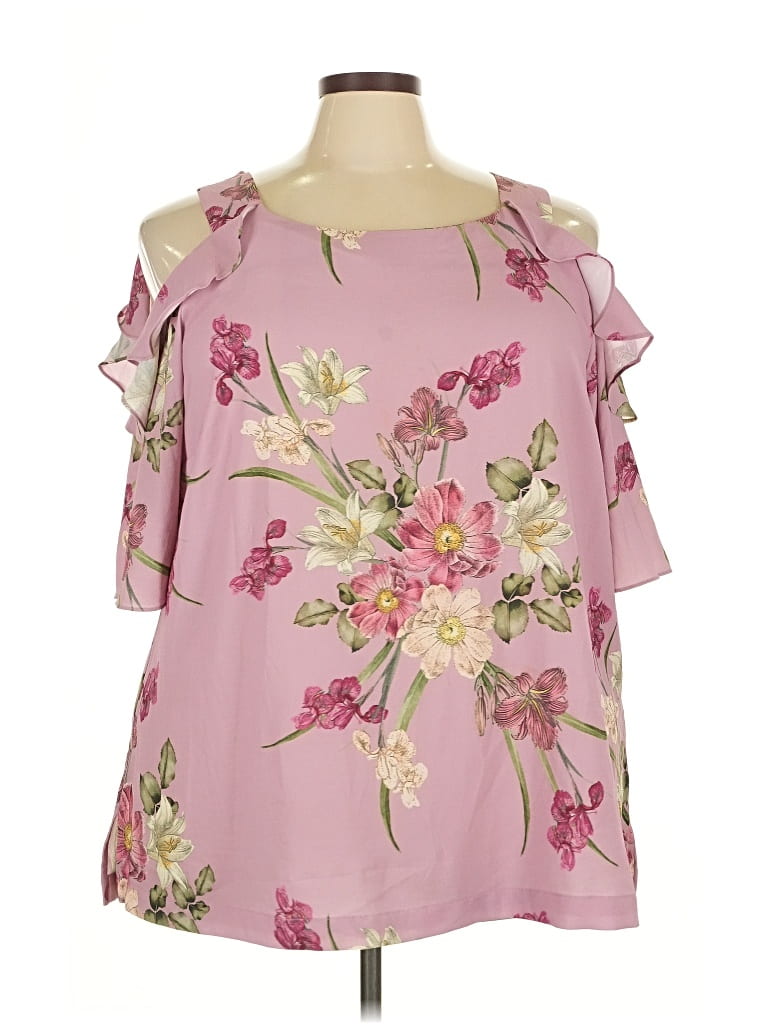 Pre-owned City Chic 3/4 Sleeve Blouse In Pink