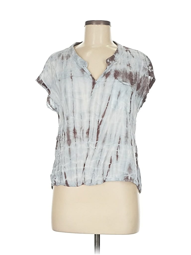 Pre-owned Splendid Short Sleeve Blouse In Gray