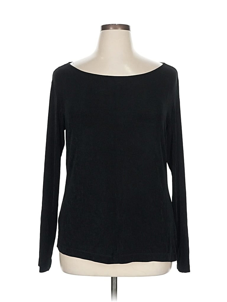 Pre-owned Travelers By Chico's Long Sleeve Top Black Boatneck Tops