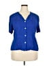 Karin Stevens 100% Rayon Blue Short Sleeve Blouse Size 18 - photo 1
