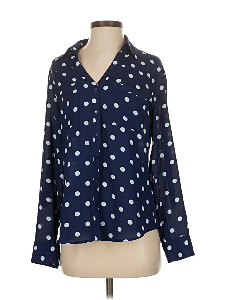 Pre-owned Express Long Sleeve Blouse In Blue