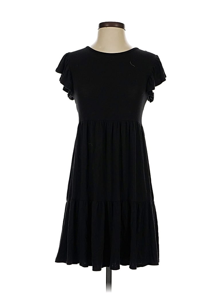 Pre-owned Olivia Rae Short Sleeve Top Black Ruffles Neckline Tops