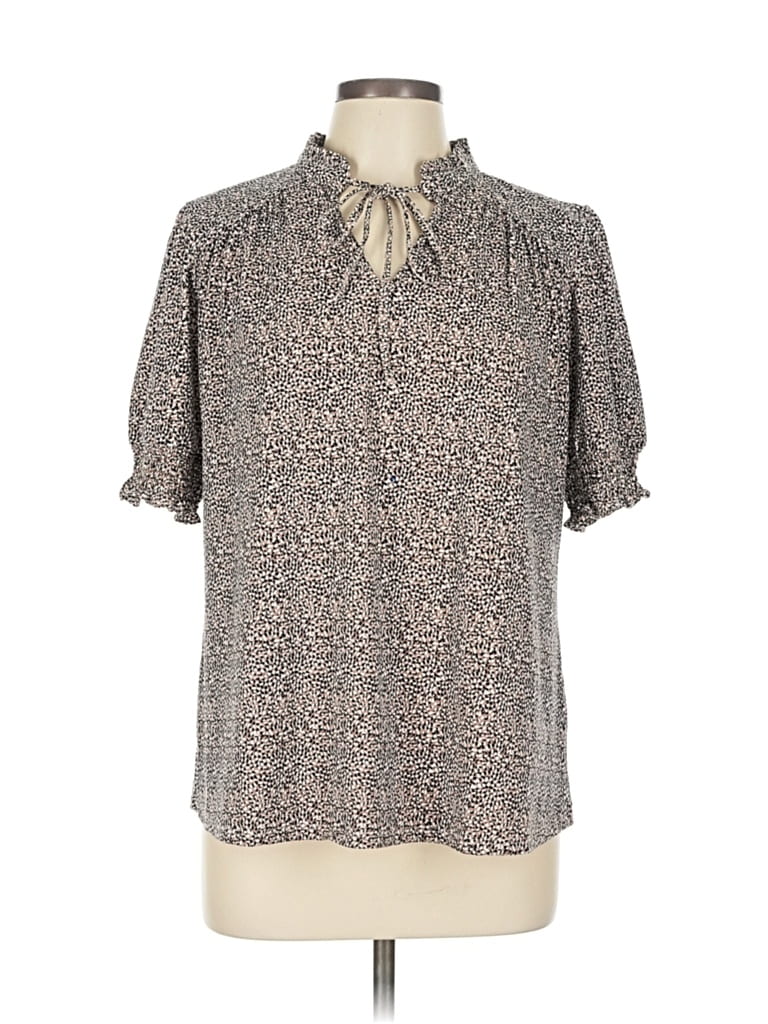 Pre-owned Adrianna Papell Short Sleeve Blouse In Gray