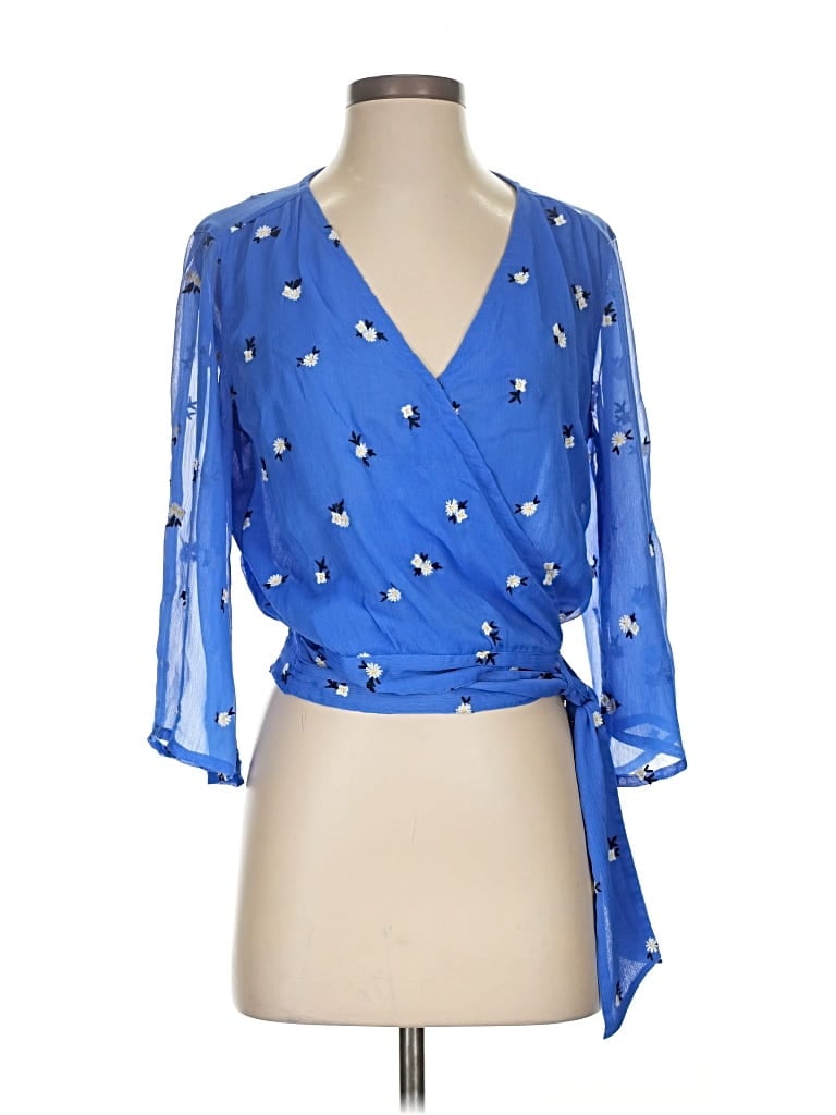 Pre-owned Abercrombie & Fitch 3/4 Sleeve Blouse In Blue