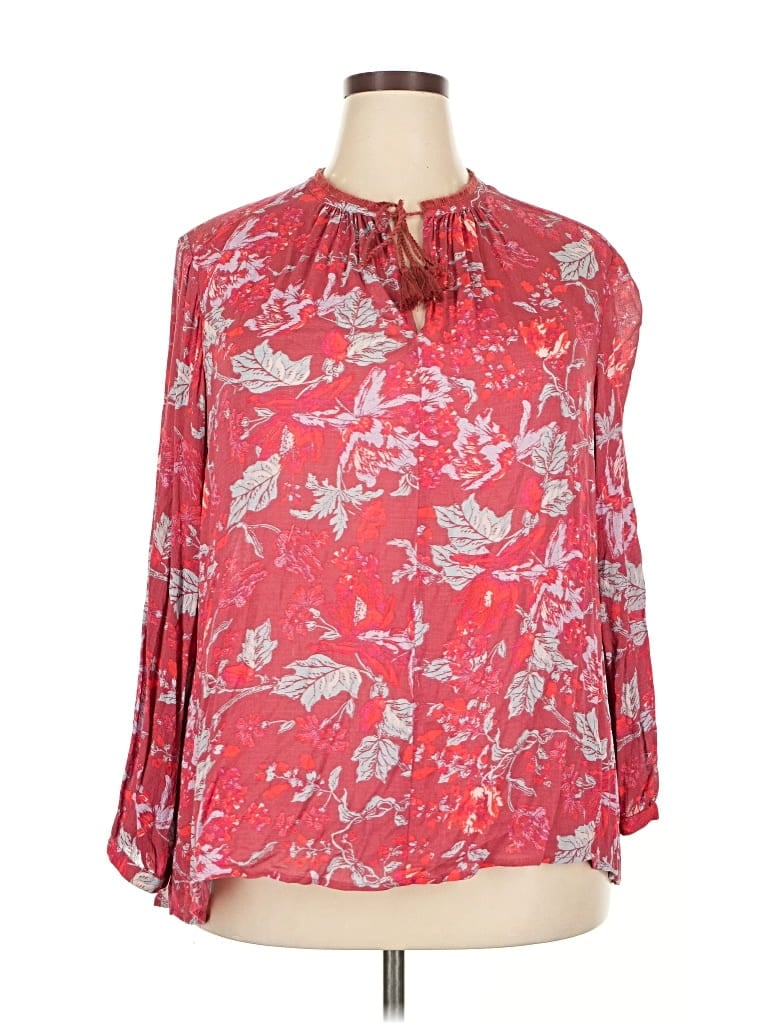 Pre-owned Lucky Brand Long Sleeve Blouse In Red