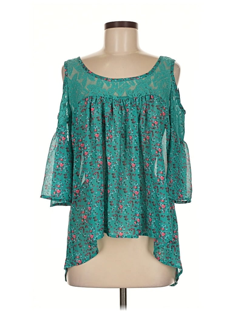 Pre-owned Wishful Park 3/4 Sleeve Blouse In Blue