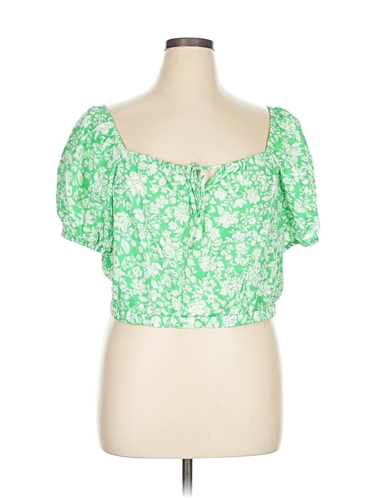 Pre-owned Universal Thread Short Sleeve Blouse In Green