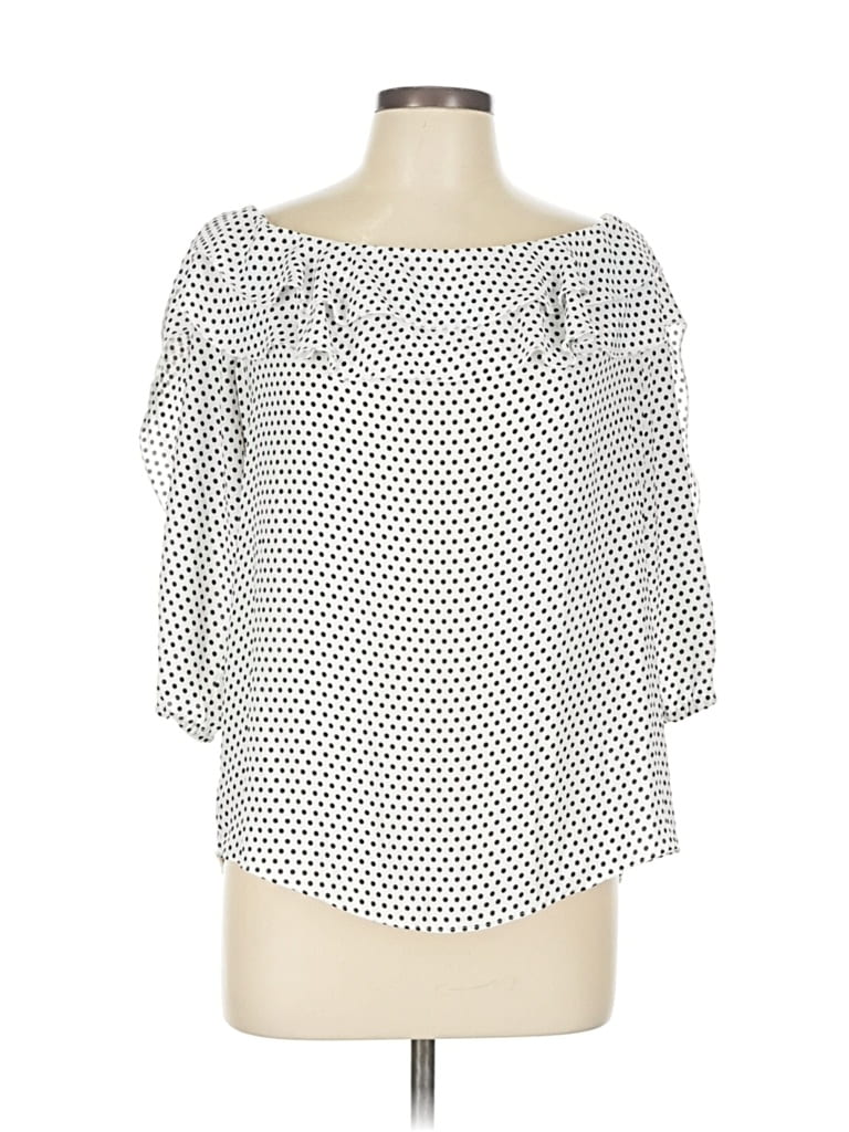 Pre-owned Inc International Concepts 3/4 Sleeve Blouse In White