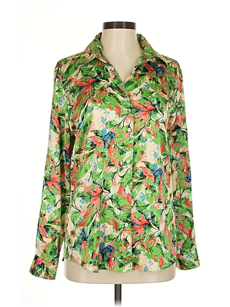 Pre-owned Unbranded Long Sleeve Blouse In Green