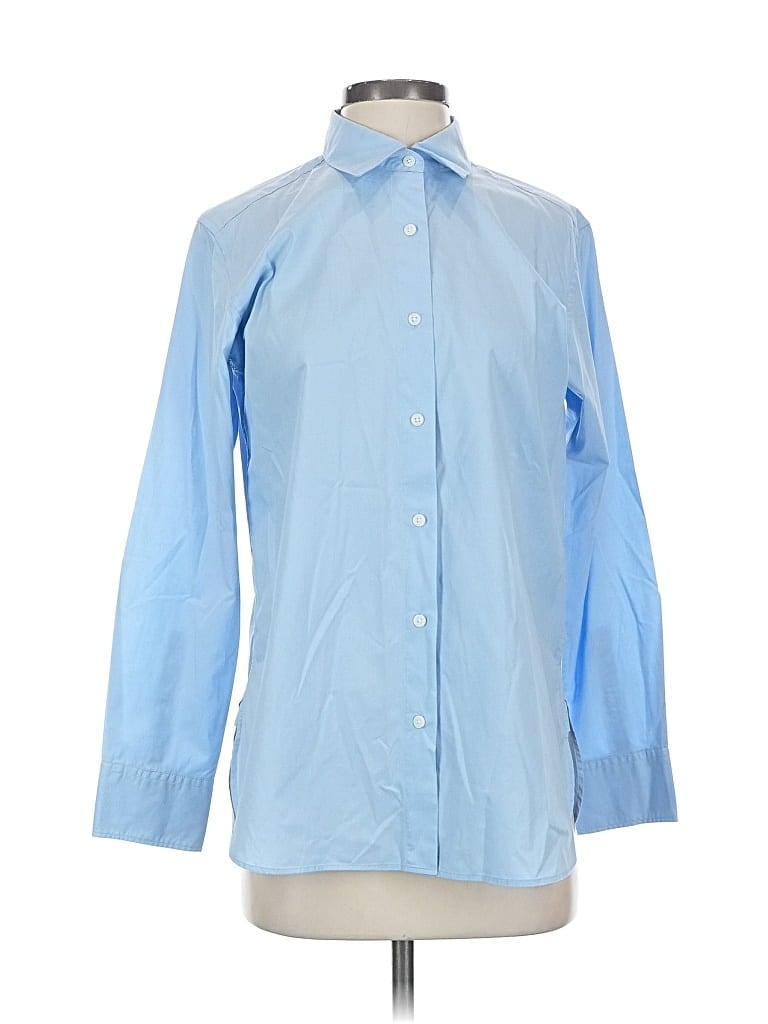 Pre-owned Uniqlo Long Sleeve Button Down Shirt In Blue