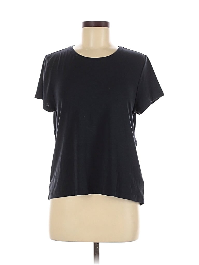 Pre-owned Athleta Short Sleeve Top Black Crew Neck Tops