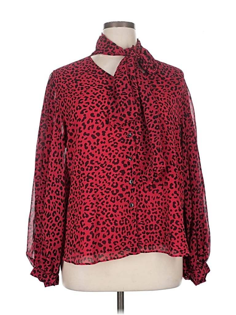 Pre-owned Chico's Long Sleeve Blouse In Red