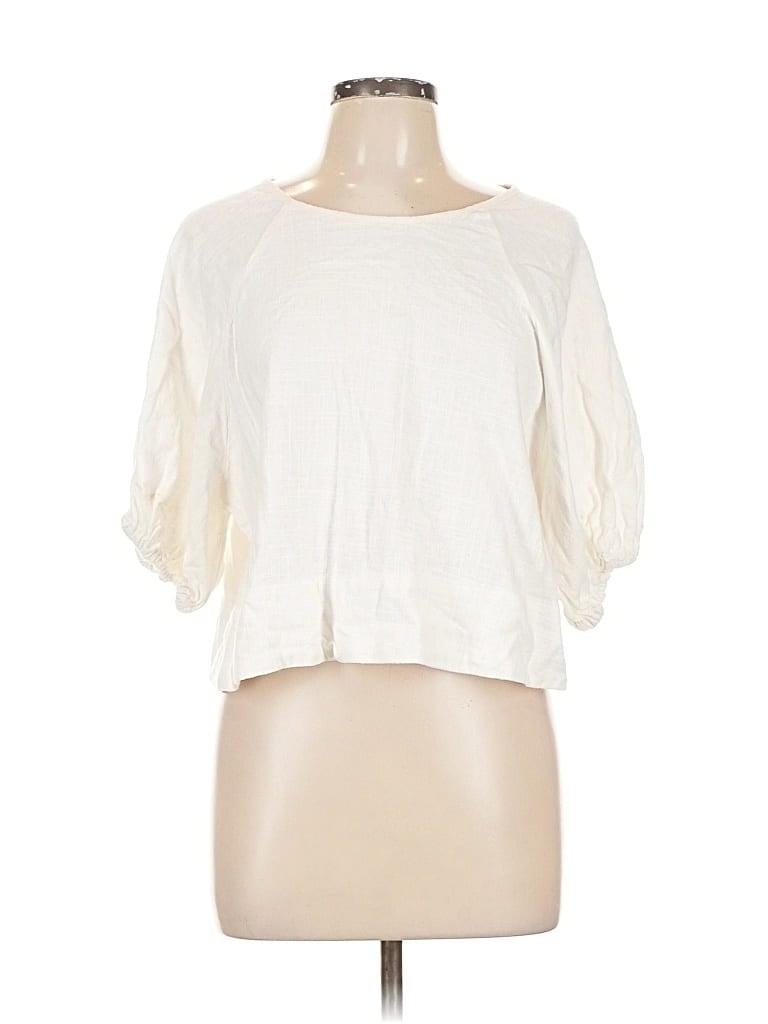 Pre-owned House Of Harlow 1960 3/4 Sleeve Top Ivory Boatneck Tops In White