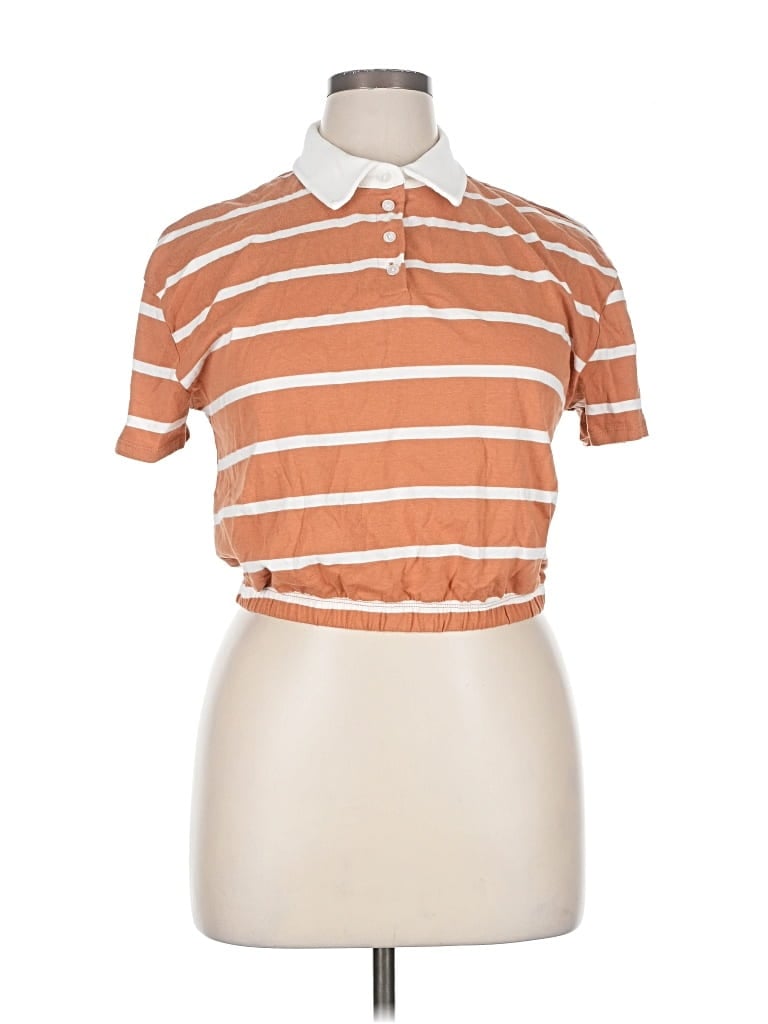 Pre-owned Crave Fame By Almost Famous Short Sleeve Polo Shirt In Orange