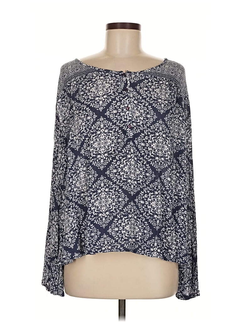 Pre-owned Massini Long Sleeve Blouse In Blue