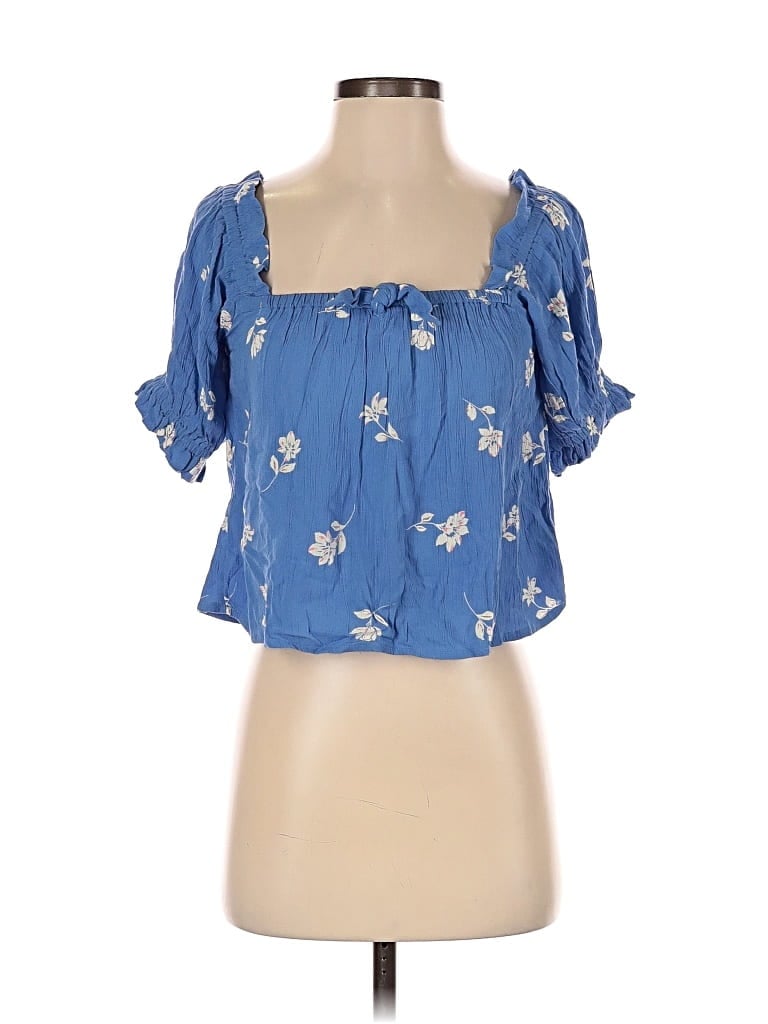 Pre-owned Billabong Short Sleeve Blouse In Blue