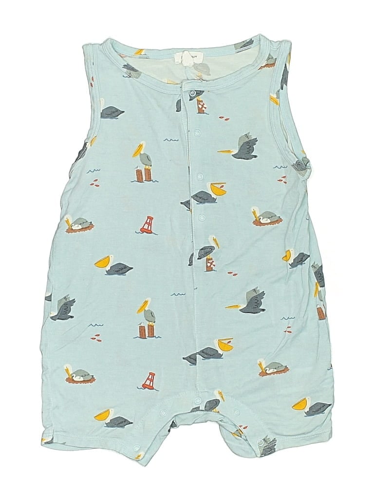 Pre-owned Angel Dear Kids' Short Sleeve Onesie In Blue