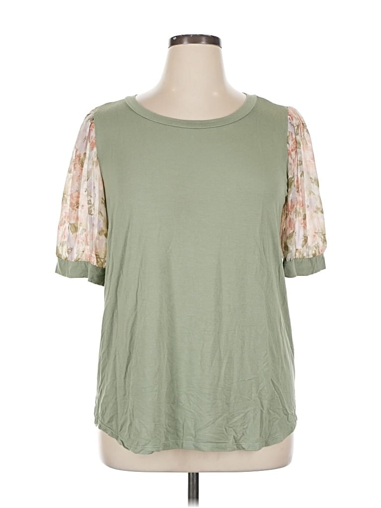 Pre-owned Beacon Short Sleeve Top Green Scoop Neck Tops