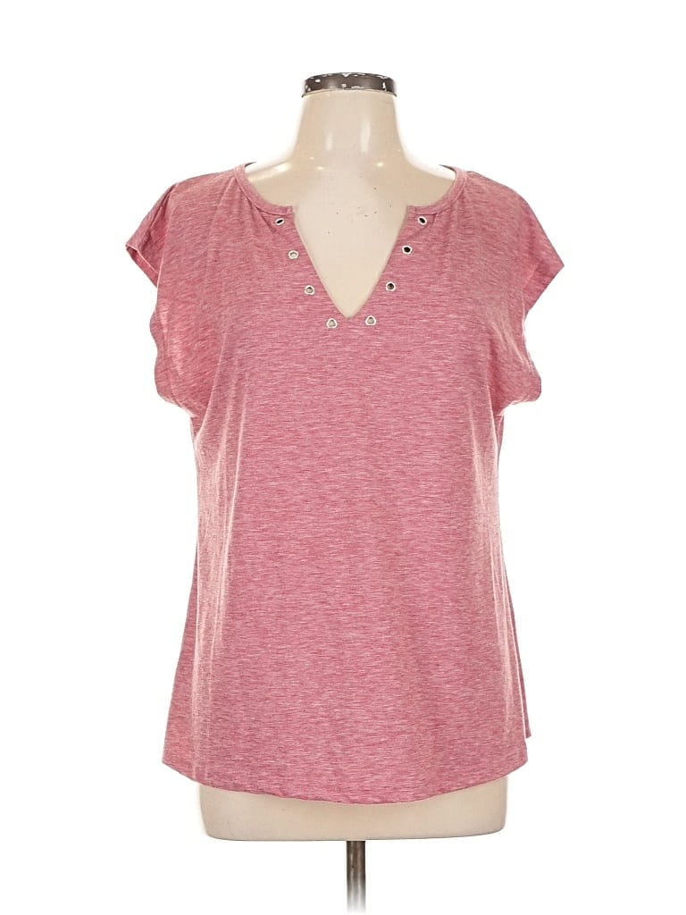 Pre-owned Unbranded Short Sleeve Henley Shirt In Pink