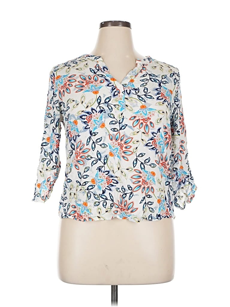 Pre-owned Daniel Rainn 3/4 Sleeve Blouse In White