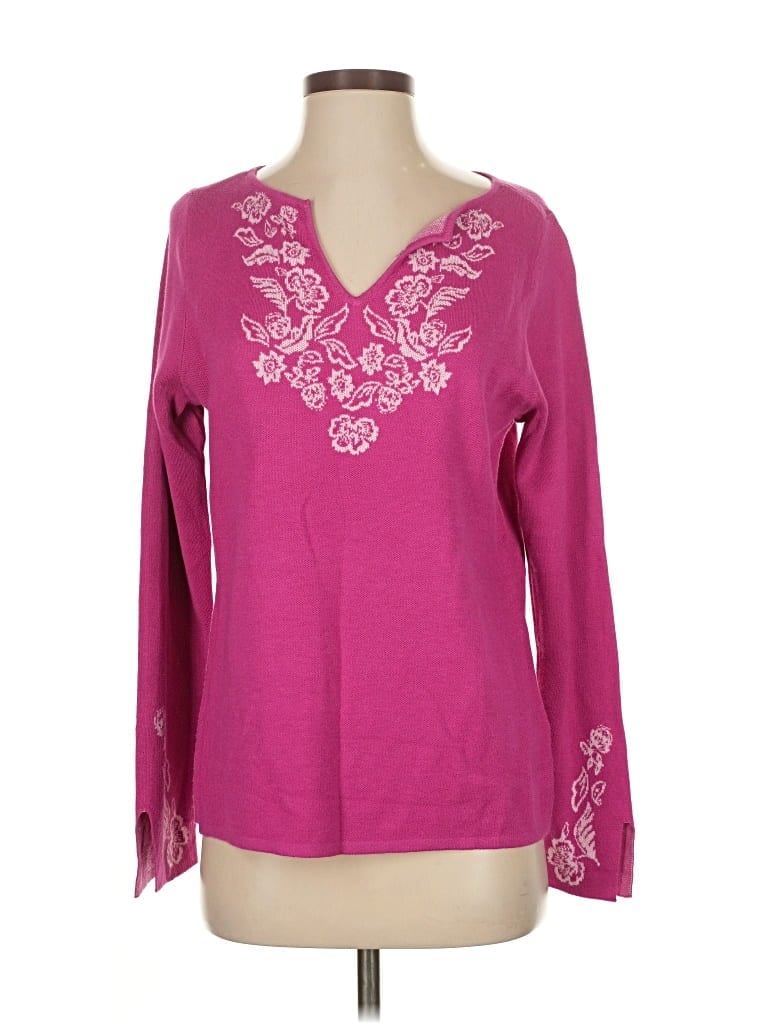 Pre-owned Susan Graver Pullover Sweater In Pink