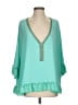 Casting 100% Recycled Polyester Teal 3/4 Sleeve Blouse Size S - photo 1