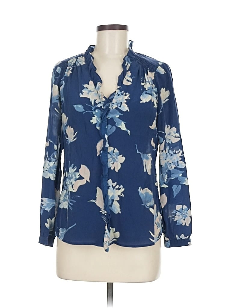 Pre-owned Daniel Rainn Long Sleeve Blouse In Blue