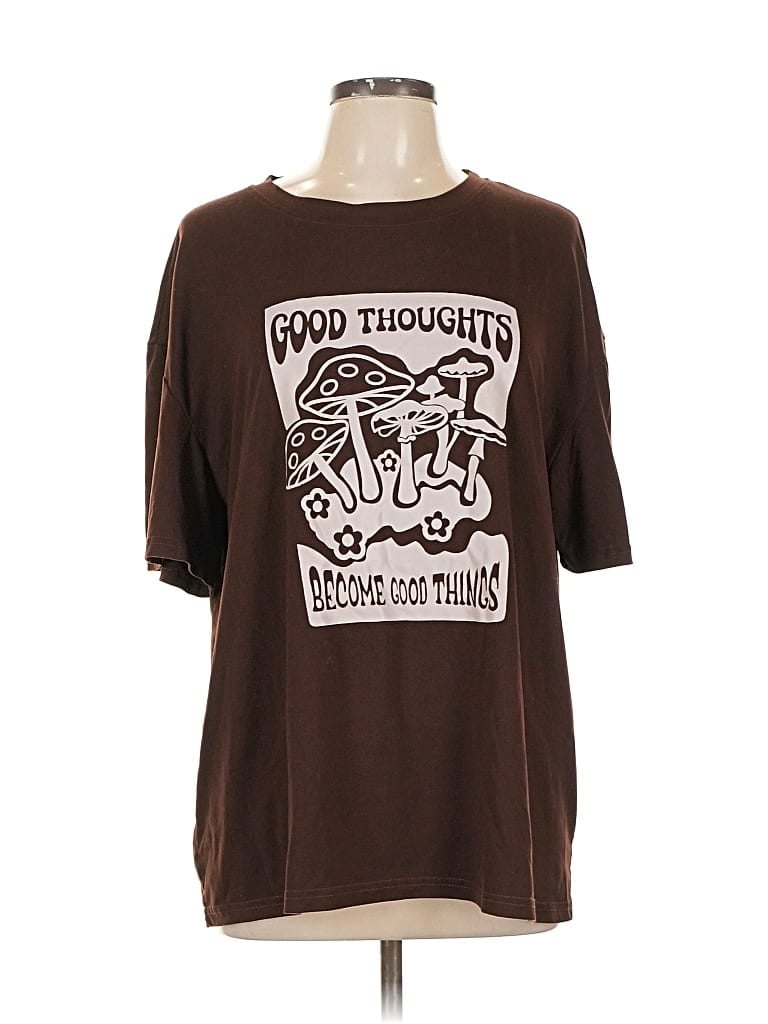 Pre-owned Romwe Short Sleeve T-shirt In Brown