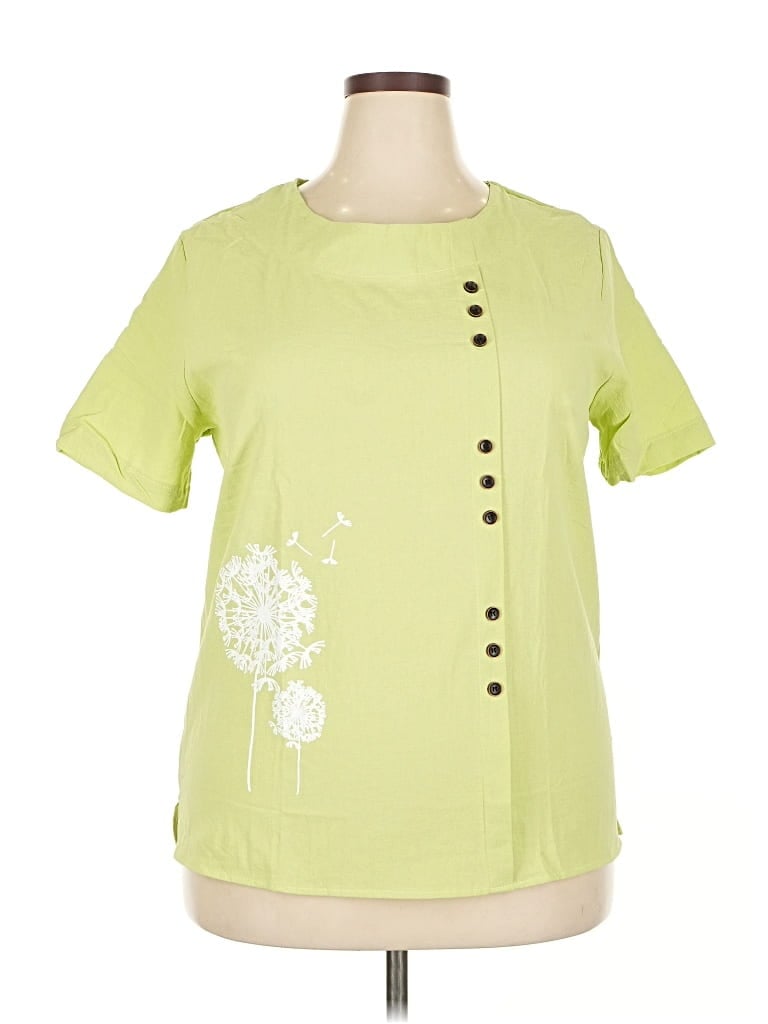 Pre-owned Unbranded Short Sleeve Blouse In Green