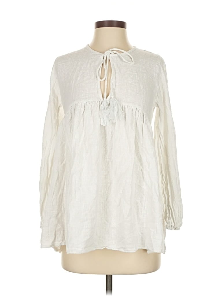 Pre-owned Indah Long Sleeve Blouse In White