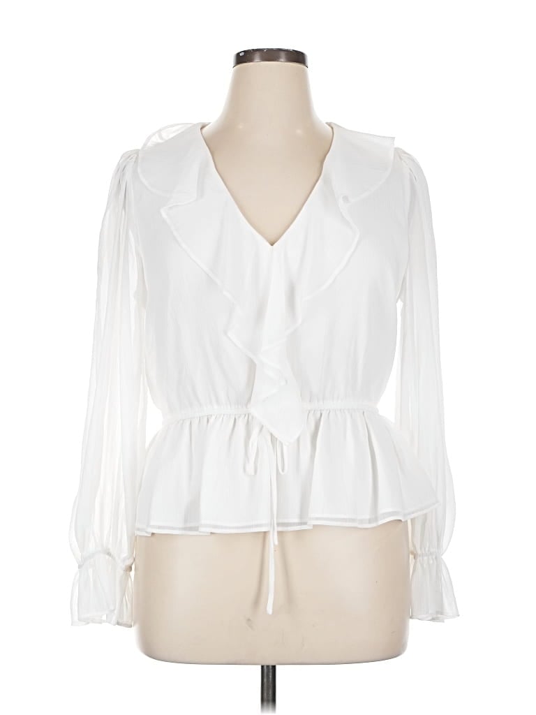 Pre-owned Wayf Long Sleeve Blouse In White