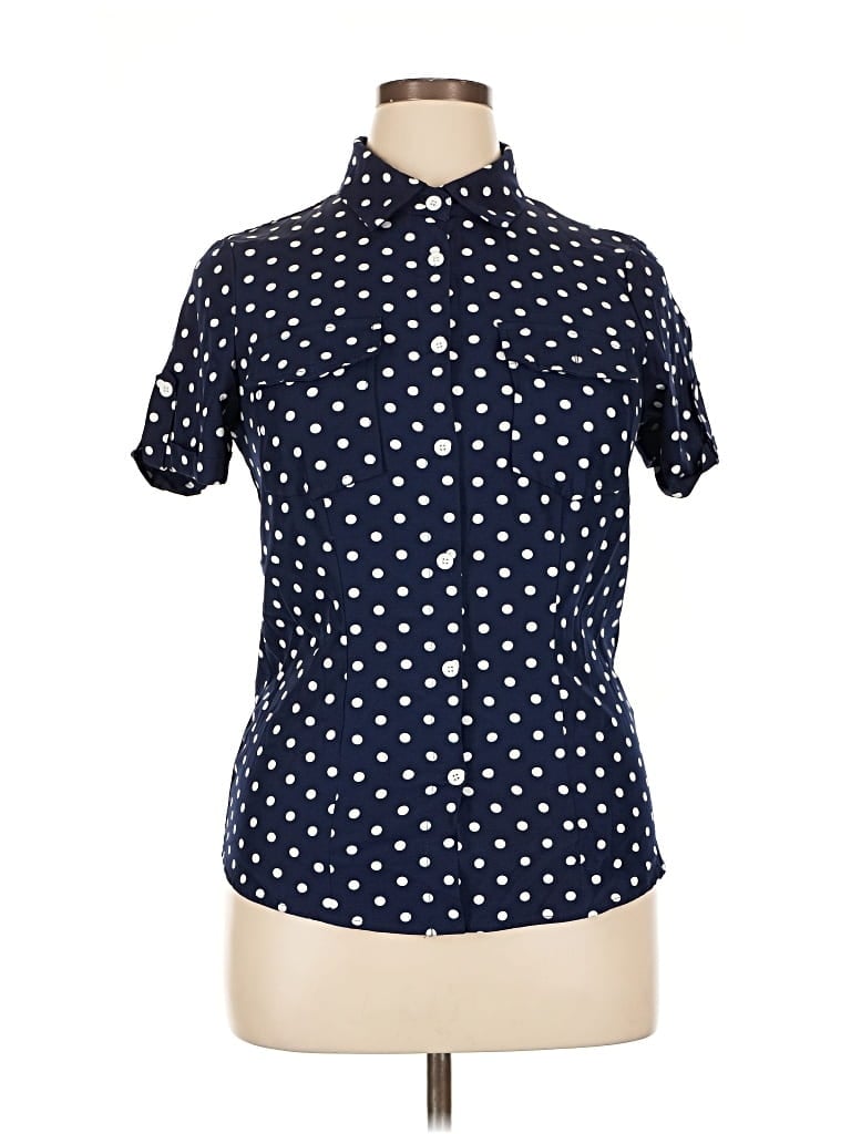 Pre-owned Unbranded Short Sleeve Blouse In Blue