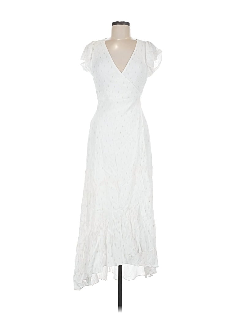 Pre-owned Drew Sleeveless Top White Plunge Neckline Tops