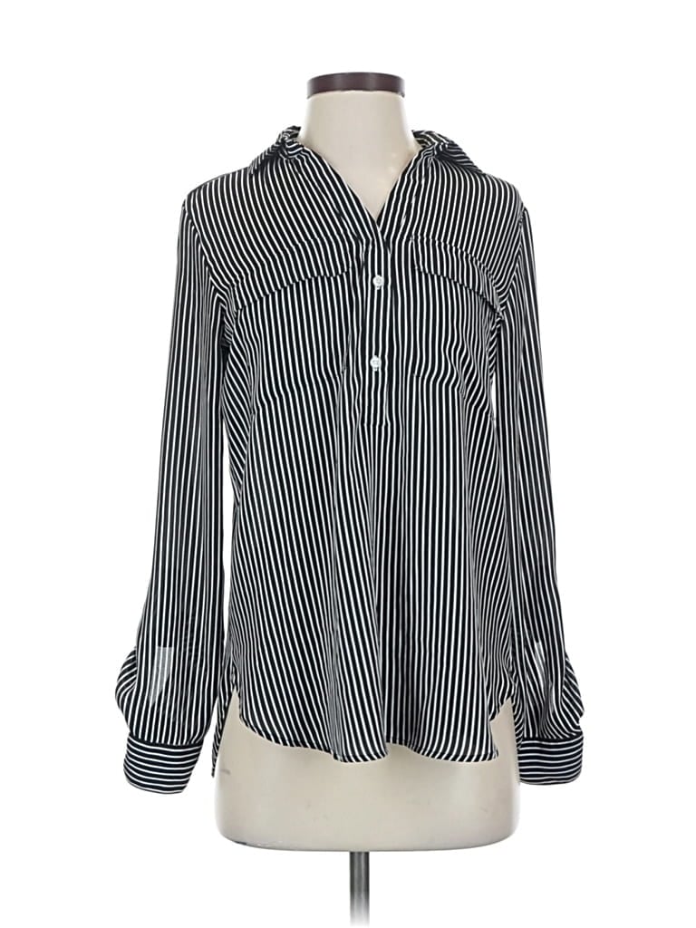 Pre-owned Ann Taylor Factory Long Sleeve Blouse In Black