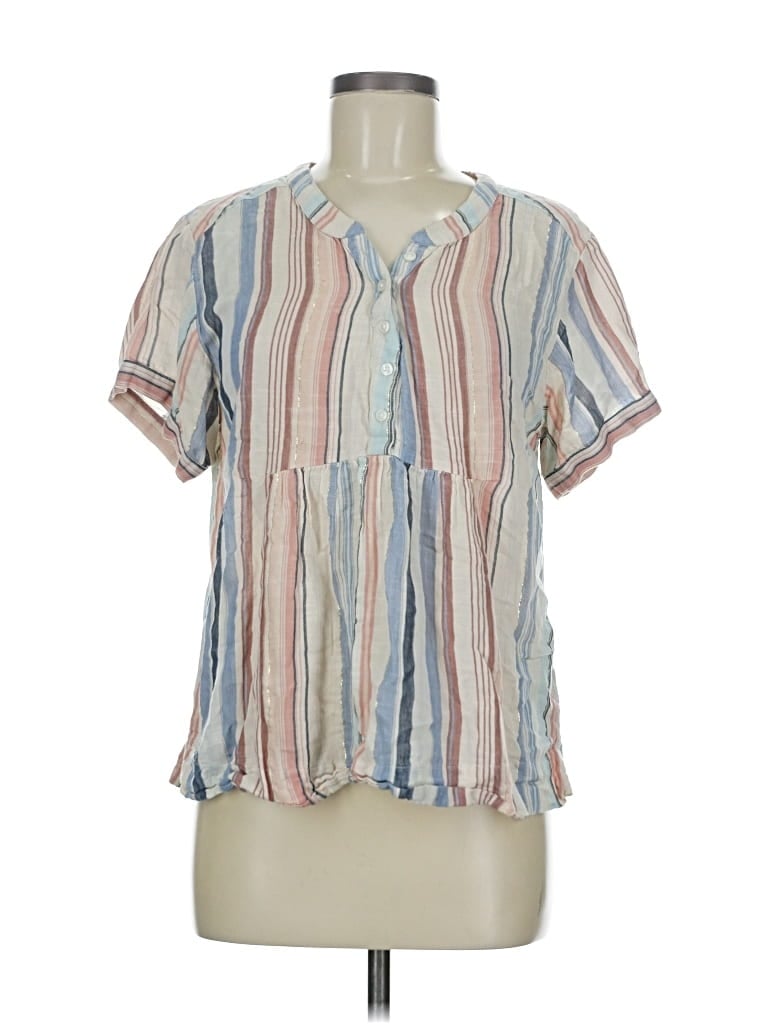 Pre-owned Lucky Brand Short Sleeve Blouse In White
