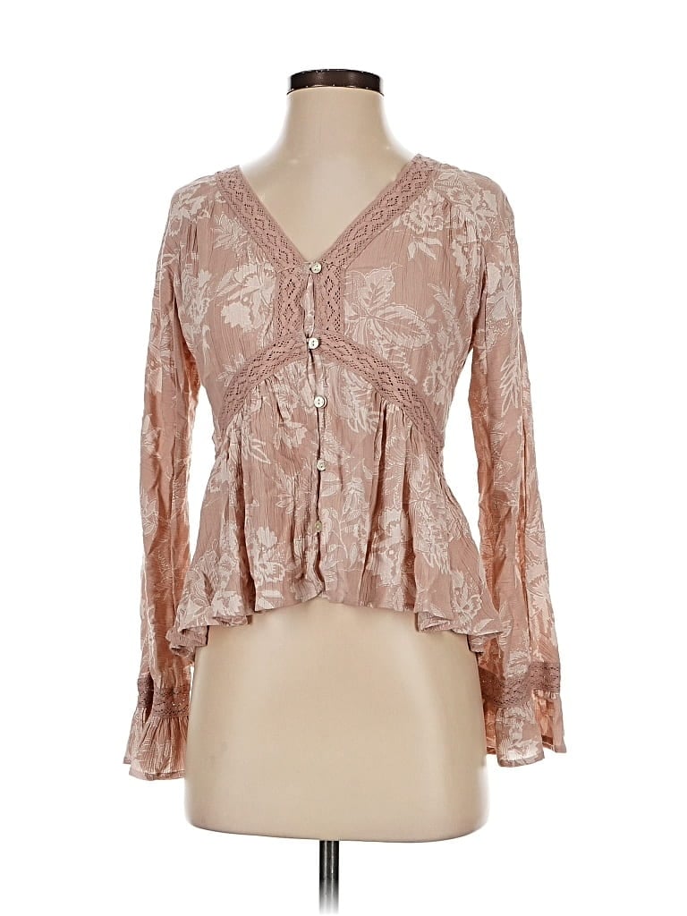 Pre-owned American Eagle Outfitters Long Sleeve Blouse In Brown