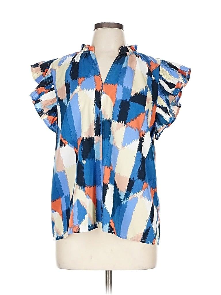 Pre-owned Thml Short Sleeve Blouse In Blue