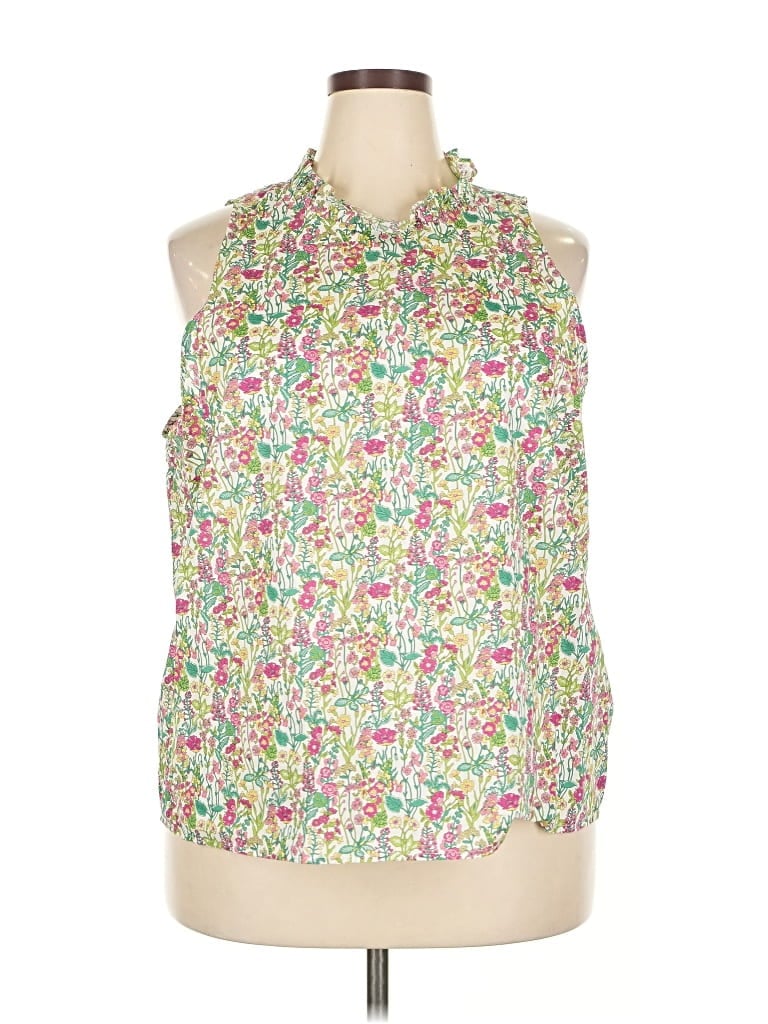 Pre-owned Liberty Art Fabrics For J.crew Sleeveless Blouse In Green