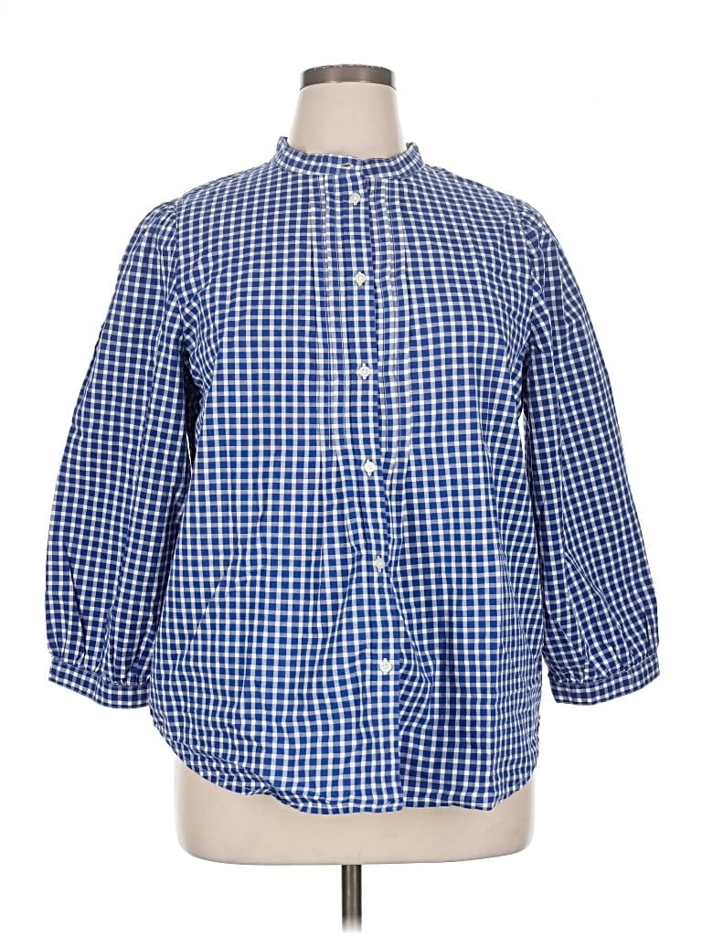 Pre-owned Gap 3/4 Sleeve Button Down Shirt In Blue