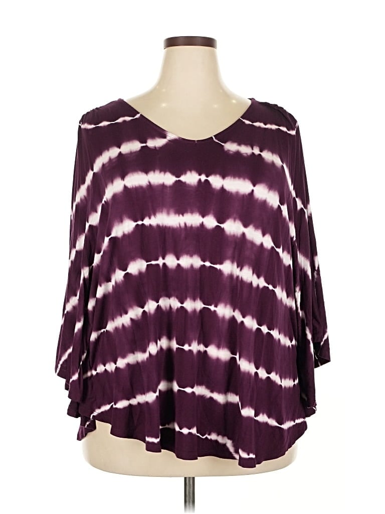 Pre-owned Lane Bryant 3/4 Sleeve Top Purple Scoop Neck Tops