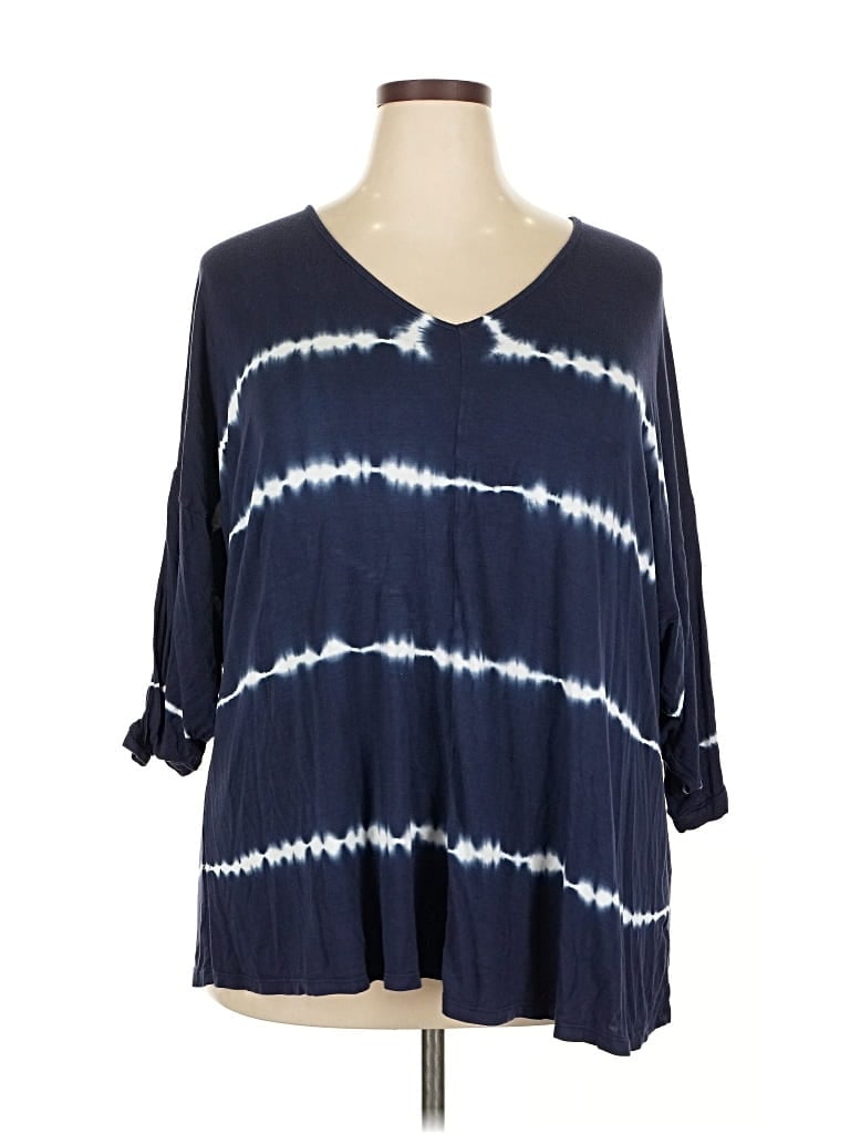 Pre-owned Lane Bryant 3/4 Sleeve T-shirt In Blue