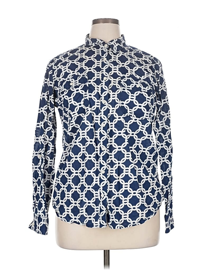 Pre-owned St. John's Bay Long Sleeve Button Down Shirt In Blue