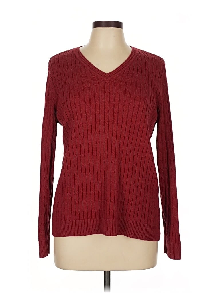 Pre-owned Croft & Barrow Pullover Sweater In Burgundy