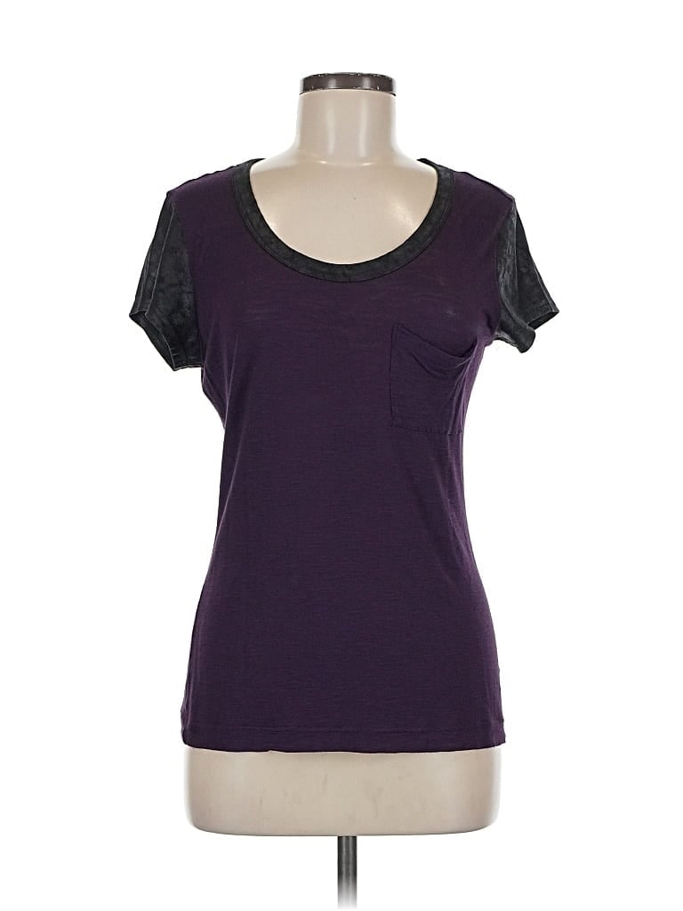 Pre-owned Calvin Klein Short Sleeve Top Purple Sweetheart Neckline Tops