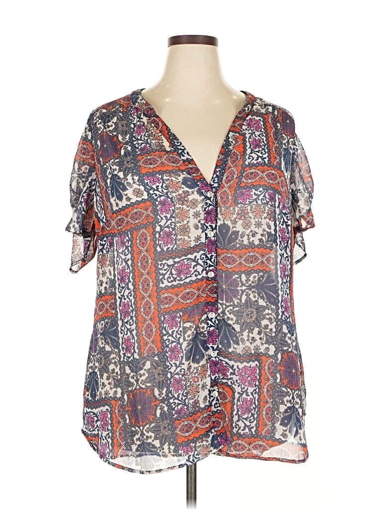 Pre-owned Dressbarn Short Sleeve Blouse In Purple