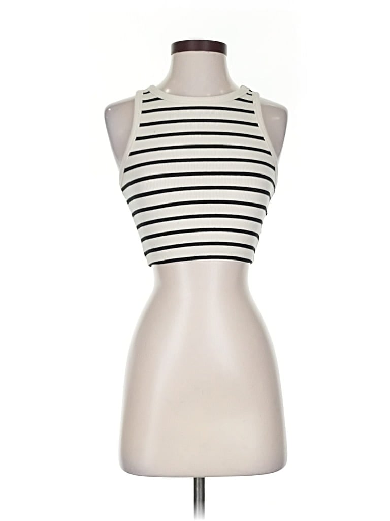 Pre-owned H&m Sleeveless Top Ivory Halter Neckline Tops In White